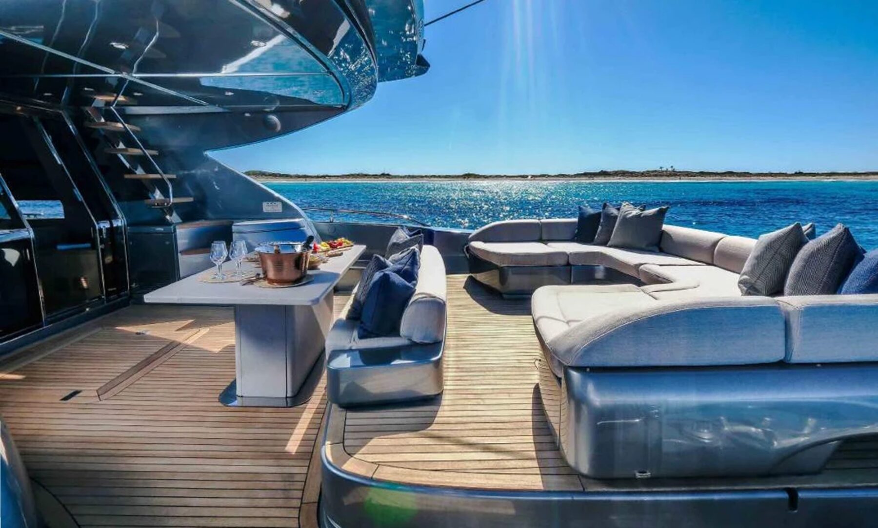 Yacht deck lounge on a sunny day